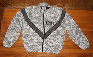VTG US Army PFU Jacket Mens M Gray Reflective Digital Camo Windbreaker Skilcraft